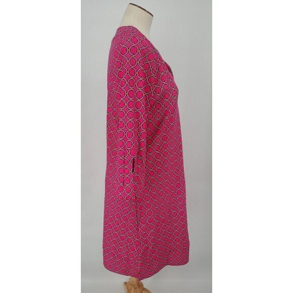 Jude Connally Megan Hot Pink Geometric Print Tunic Dress 3/4 Sleeve Size Large - Picture 9 of 11